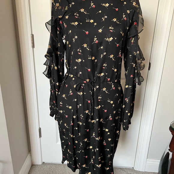 Lauren Ralph Lauren Tahiya Floral Print Dress Ruffle Long Sleeve Viscose Sz 6 . - Picture 6 of 14